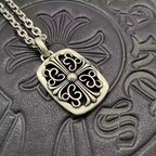 S925 Silver Black Inlay Ornate Cross Pendant Necklace™