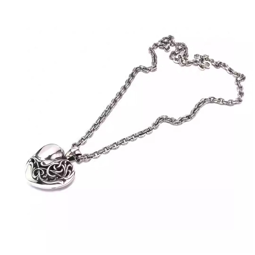 S925 Silver Openwork Floral Heart Locket Necklace™