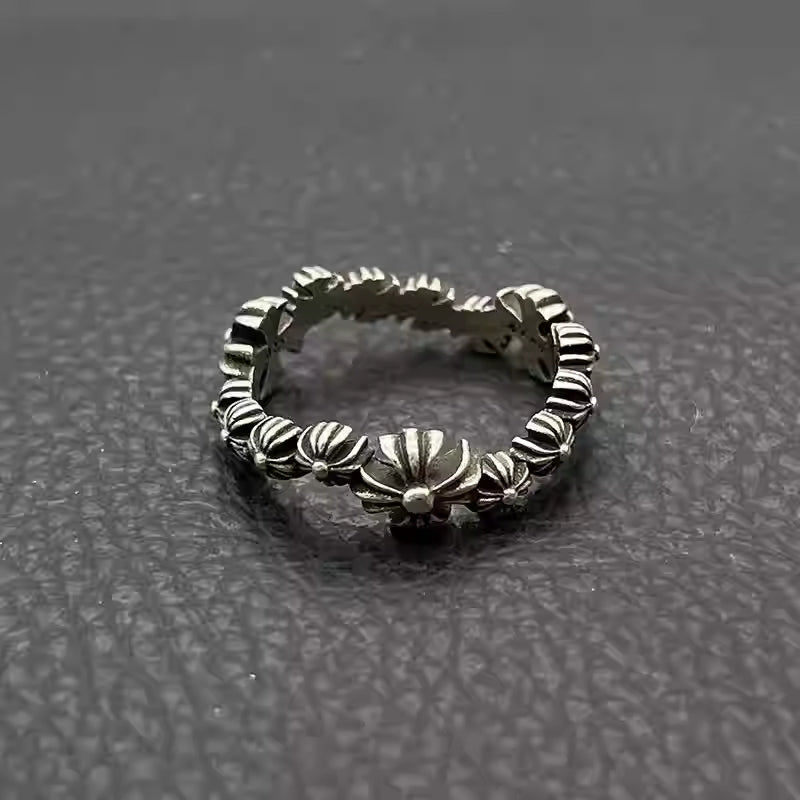 S925 Silver Flower Link Band Ring™