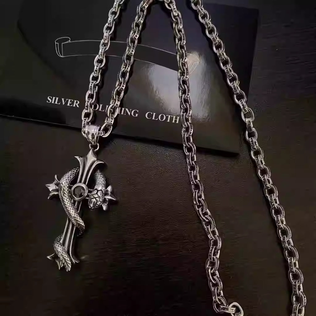 S925 Silver Snake Cross Pendant Necklace™
