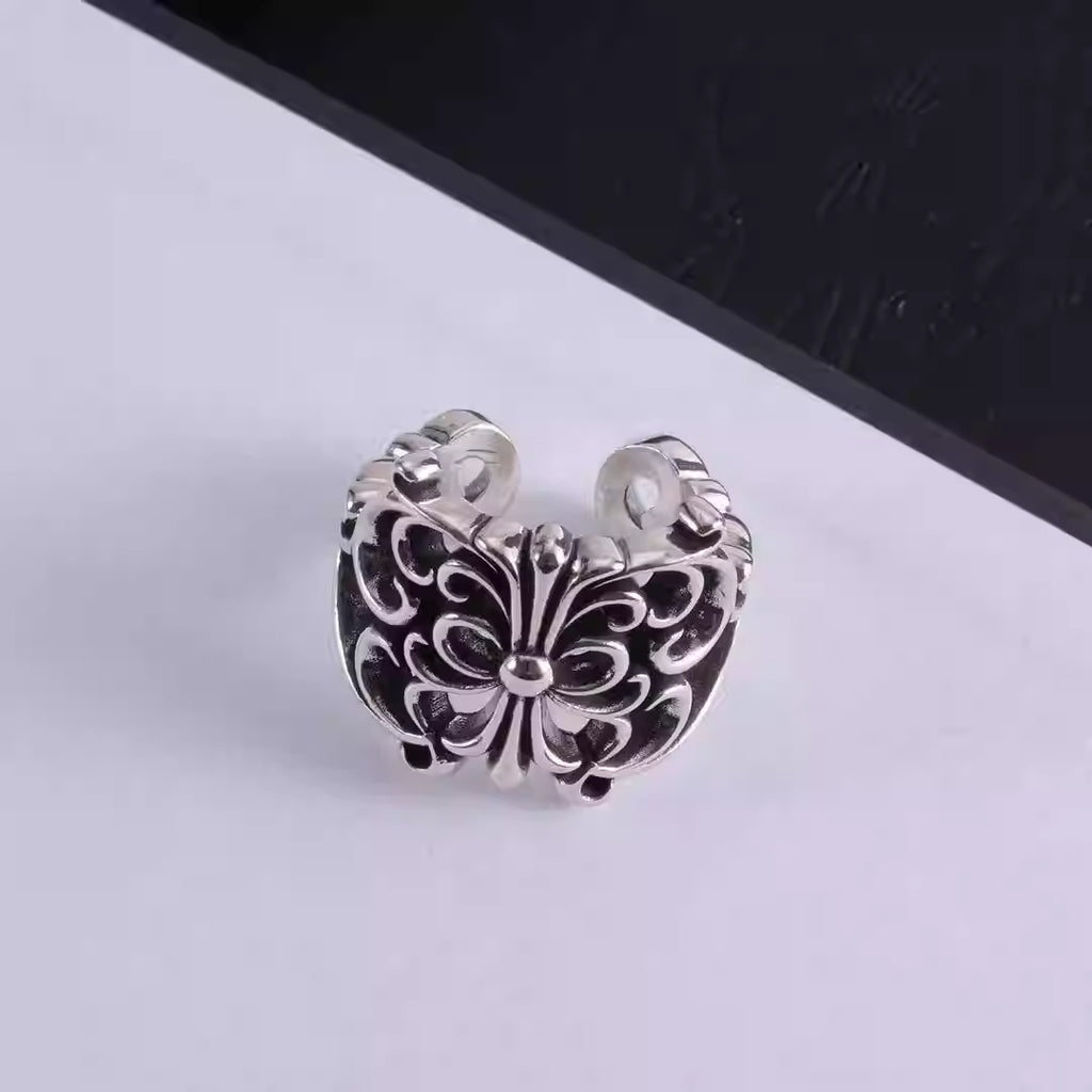 S925 Silver Wide Fleur De Lis Cross Ring™