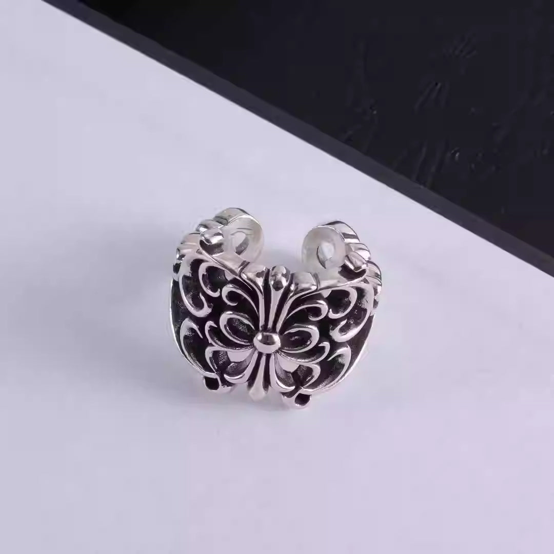 S925 Silver Wide Fleur De Lis Cross Ring™
