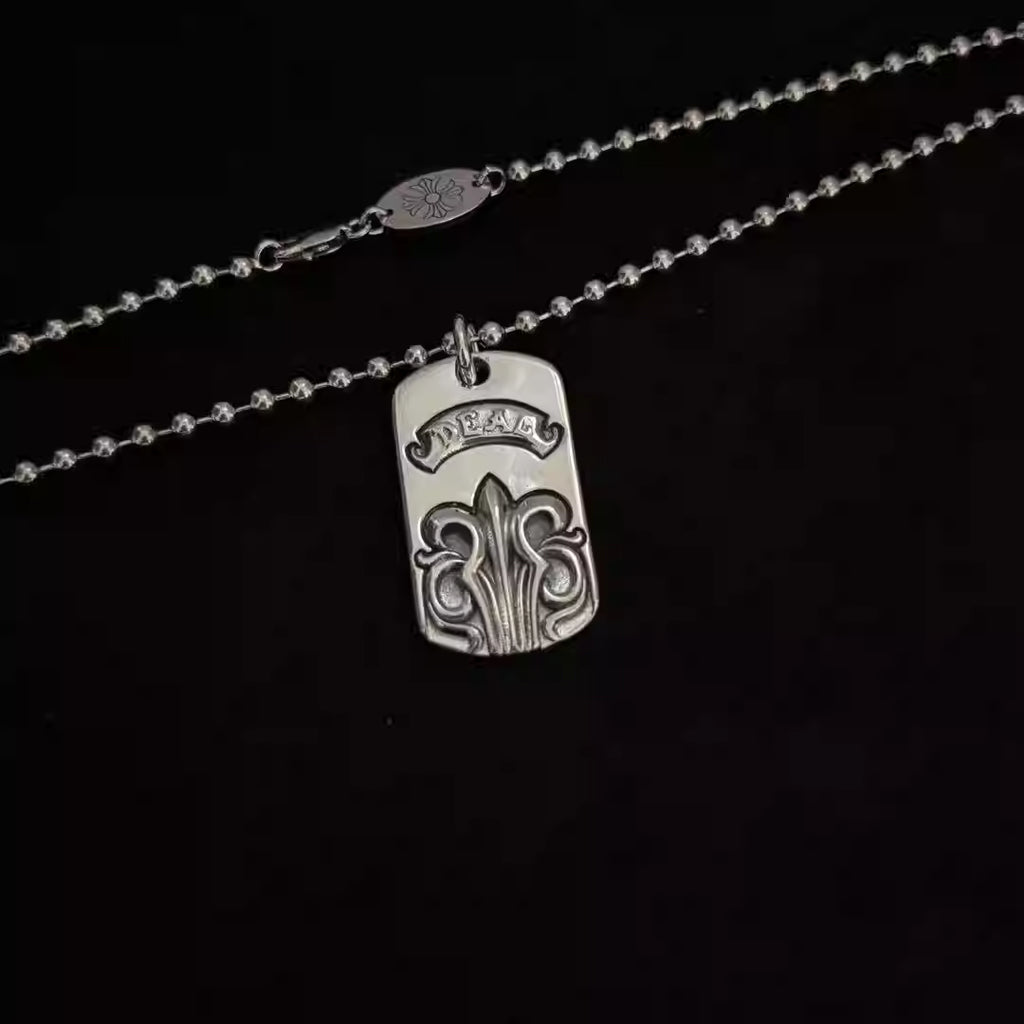 S925 Silver Fleur De Lis Dog Tag Necklace™