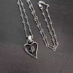 S925 Silver Black Enamel Fleur De Lis Heart Necklace™