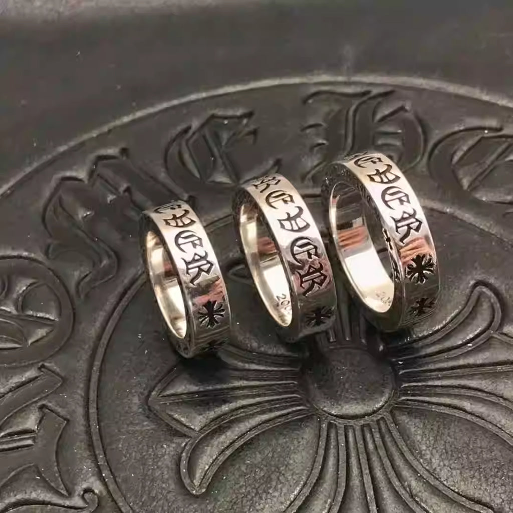 S925 Silver Typography Logo Crosses Ring™