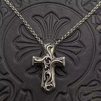 S925 Silver Engraved Thick Cross Pendant Necklace™