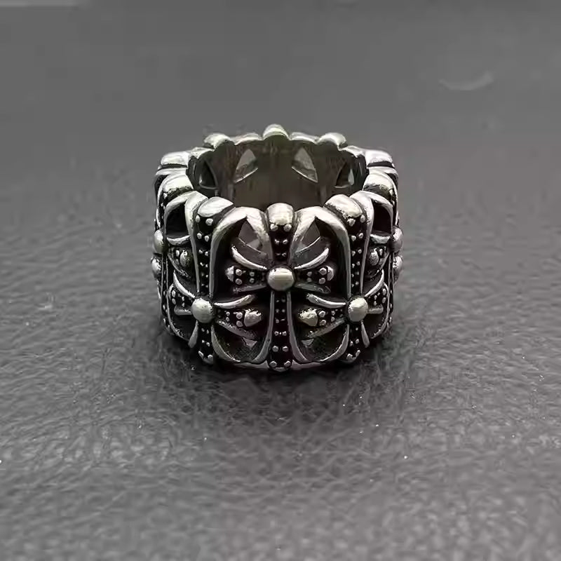 S925 Silver Dotted Cross Openwork Ring™