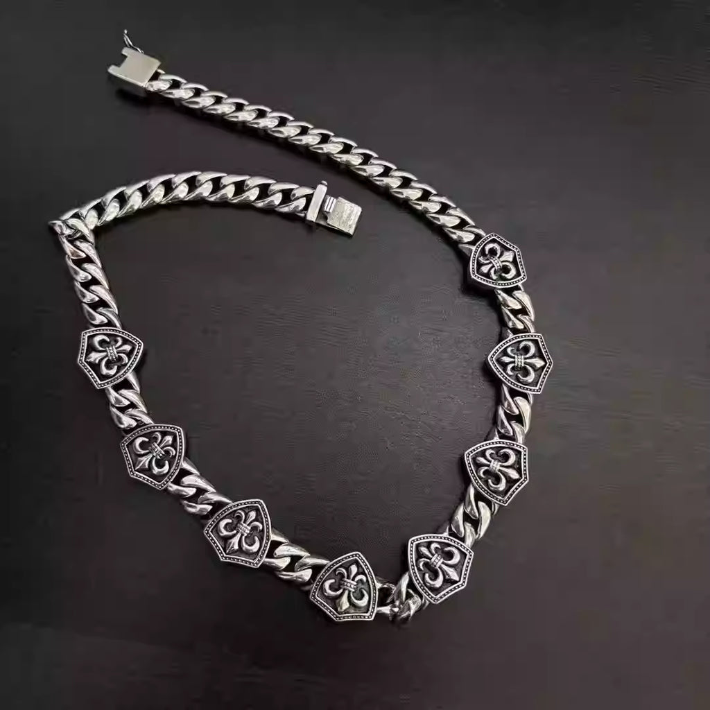 S925 Silver Fleur De Lis Shield Necklace™