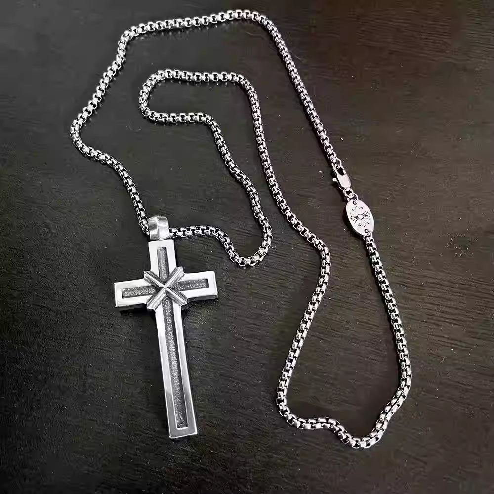 S925 Silver Inlay Cross Pendant Necklace™