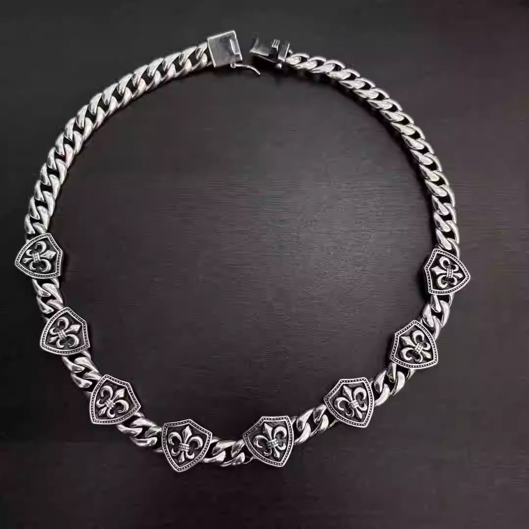 S925 Silver Fleur De Lis Shield Necklace™