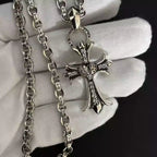 S925 Silver Crystal Heart Center Cross Pendant Necklace™