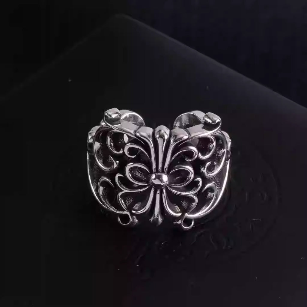 S925 Silver Wide Fleur De Lis Cross Ring™