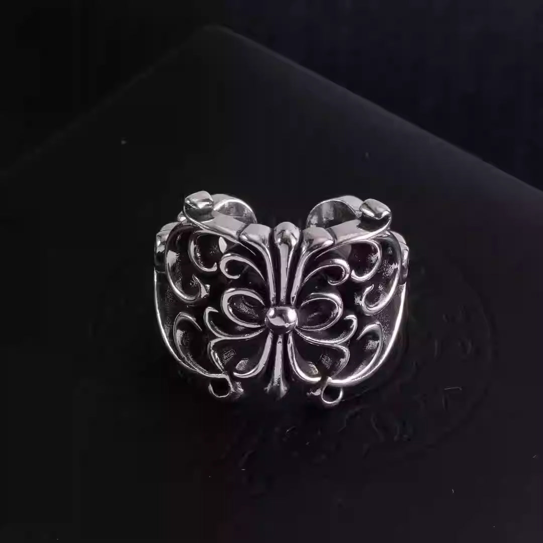 S925 Silver Wide Fleur De Lis Cross Ring™