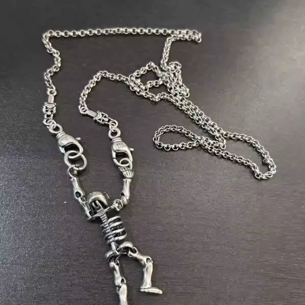 S925 Silver Hanging Skeleton Pendant Necklace™