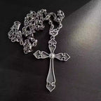 S925 Silver Ornate Cutout Cross Pendant Necklace™