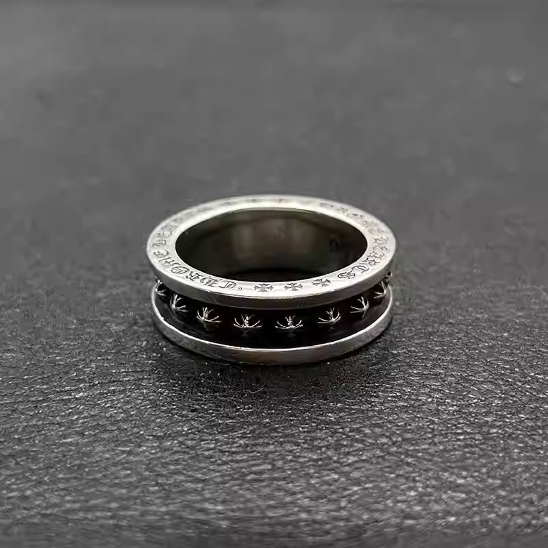 S925 Silver Black Inlay Cross Band Ring™