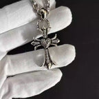 S925 Silver Crystal Heart Center Cross Pendant Necklace™