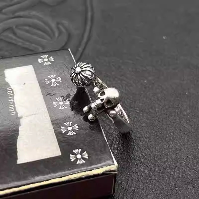S925 Silver Skull & Flower Open Ring™