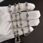 S925 Silver Multicolor Stone Flower Cross Necklace™