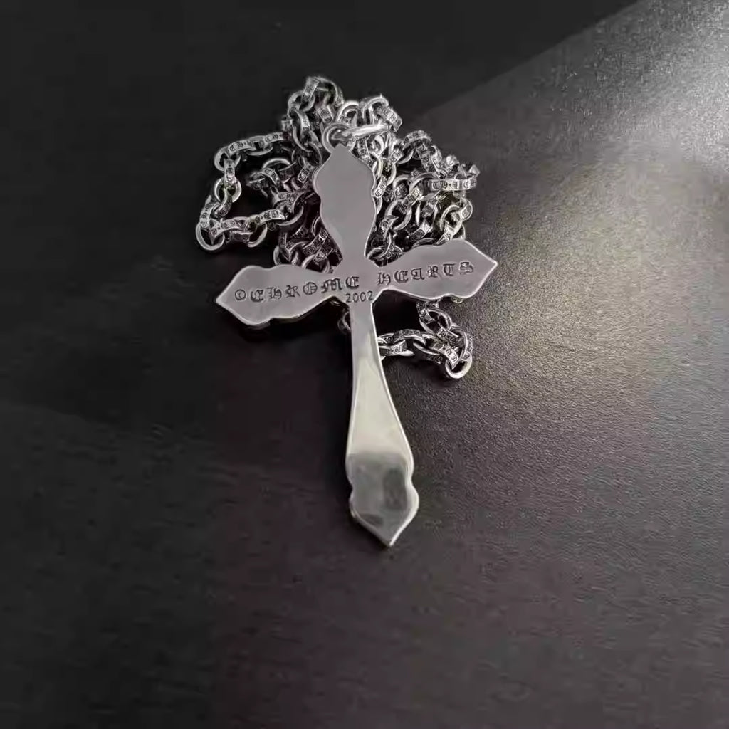 S925 Silver Ornate Cutout Cross Pendant Necklace™