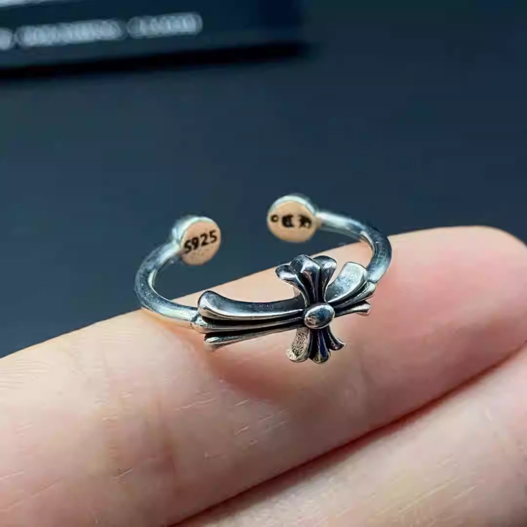 S925 Silver Sideways Cross Open Ring™