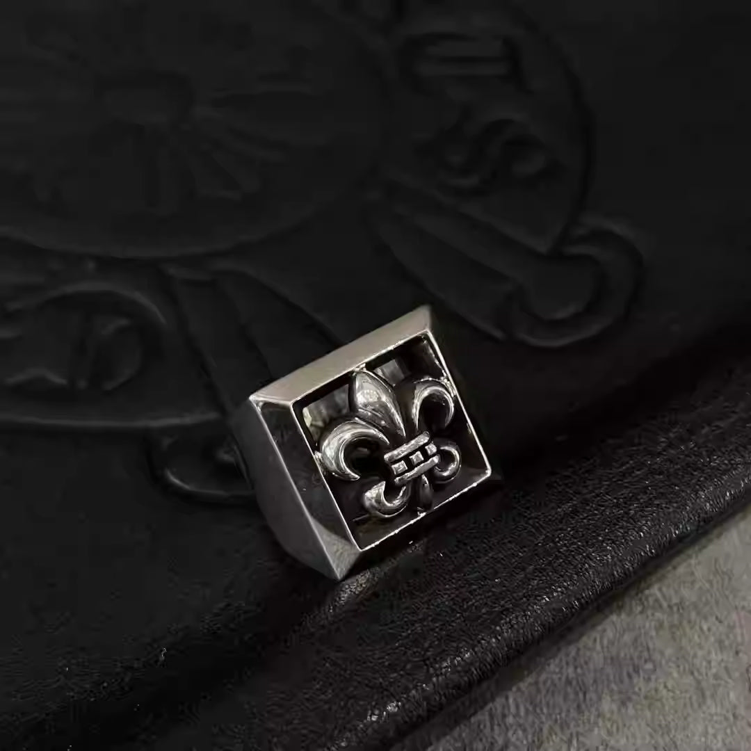 S925 Silver Fleur De Lis Square Ring™