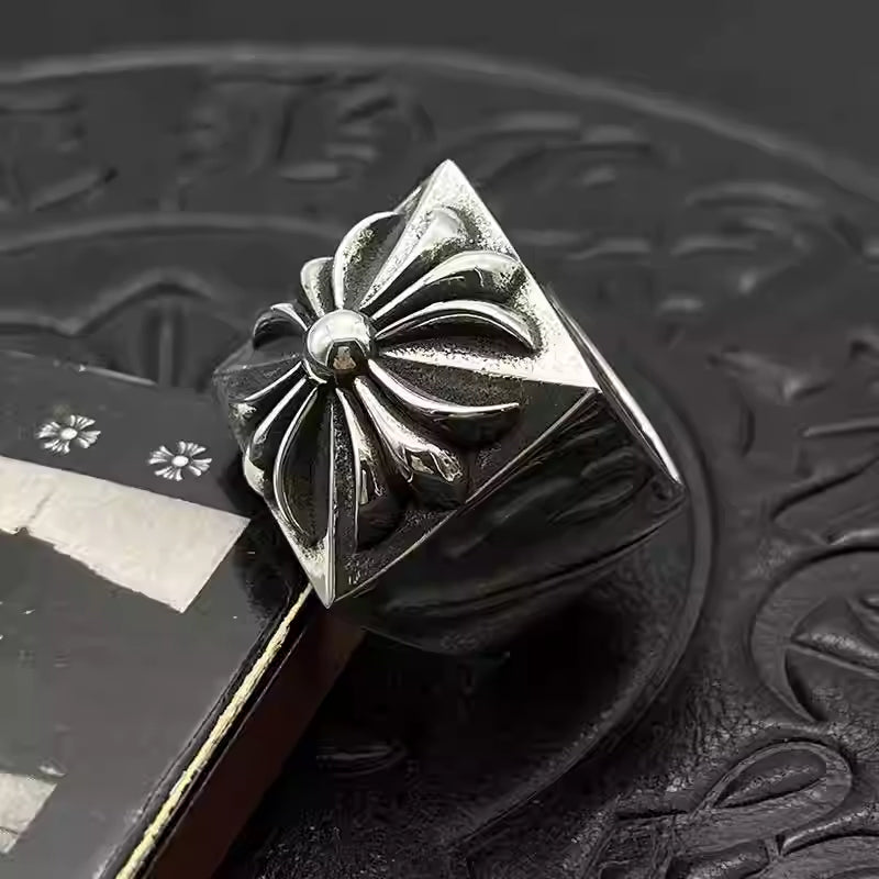 S925 Silver Flower Square Signet Ring™