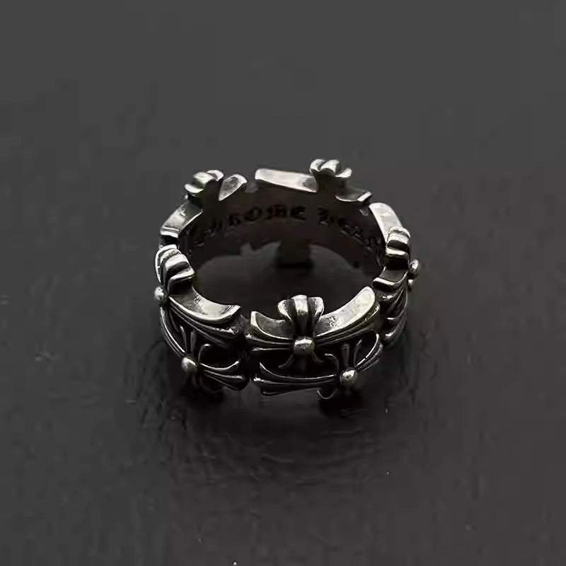 S925 Silver Double Row Flower Cross Ring™