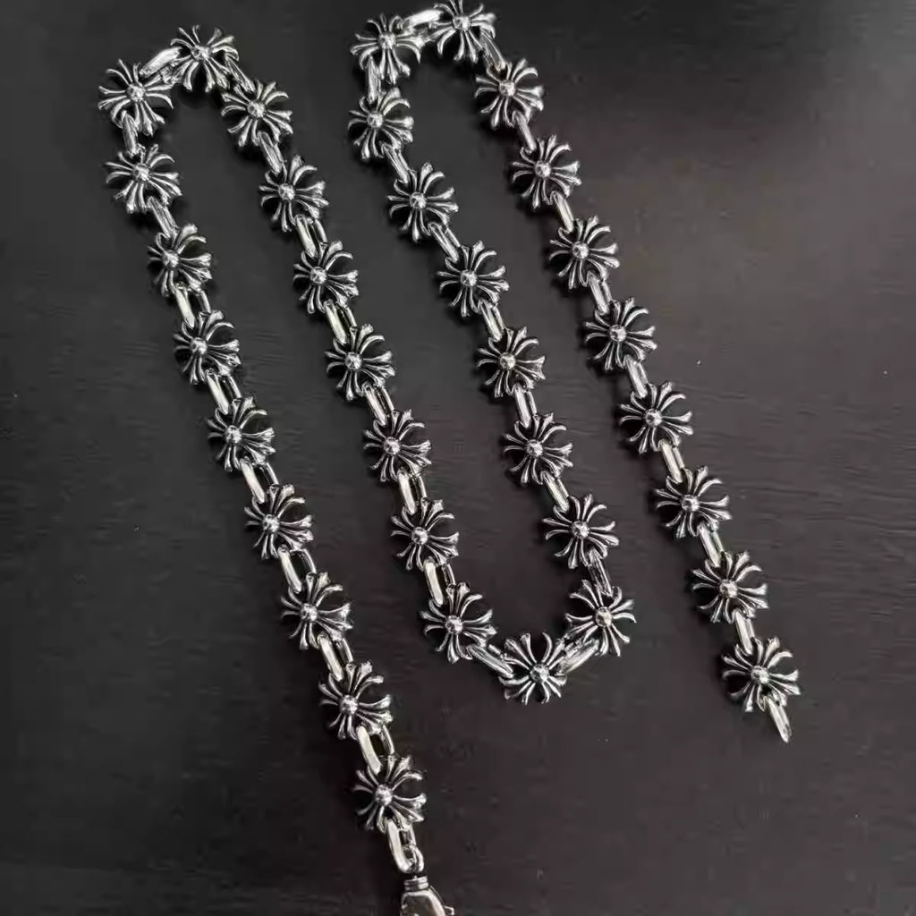 S925 Silver Flower Cross Link Necklace™