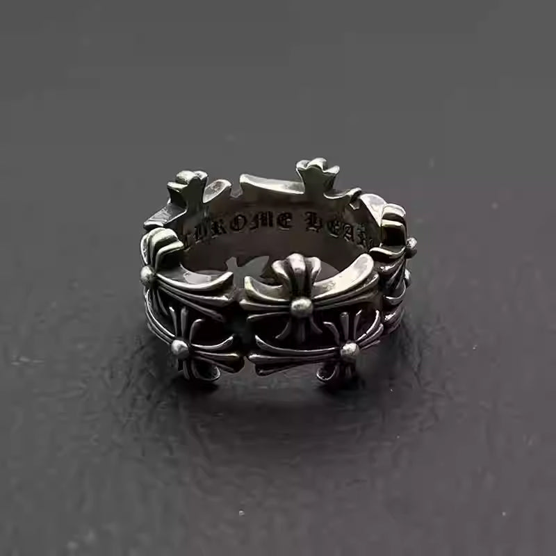 S925 Silver Double Row Flower Cross Ring™