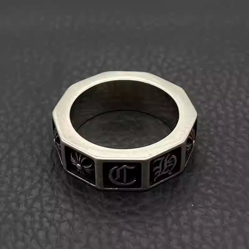 S925 Silver Flower Cross Block Ring™