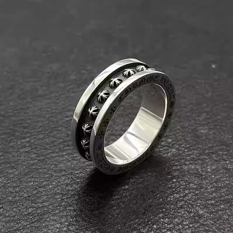 S925 Silver Black Inlay Cross Band Ring™
