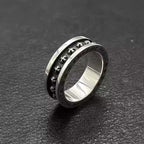 S925 Silver Black Inlay Cross Band Ring™