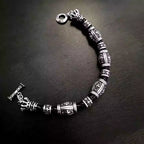 S925 Silver Cross Motif Black Leather Bracelet™