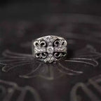 S925 Silver Fleur De Lis Gem Cross Ring™