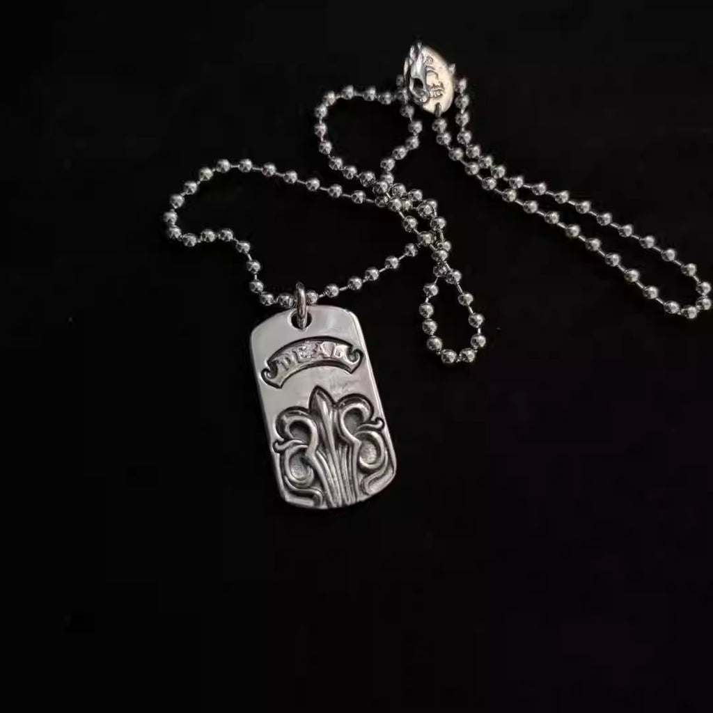 S925 Silver Fleur De Lis Dog Tag Necklace™