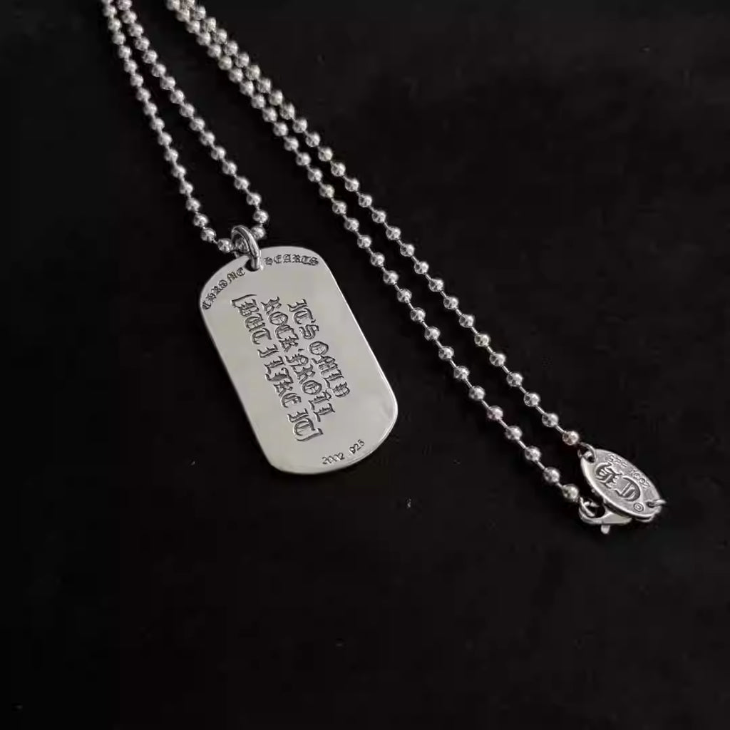S925 Silver Tongue Logo Typography Dog Tag Necklace™