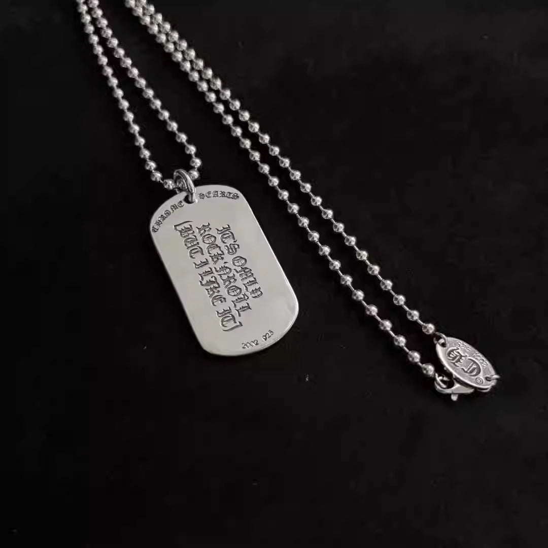 S925 Silver Tongue Logo Typography Dog Tag Necklace™