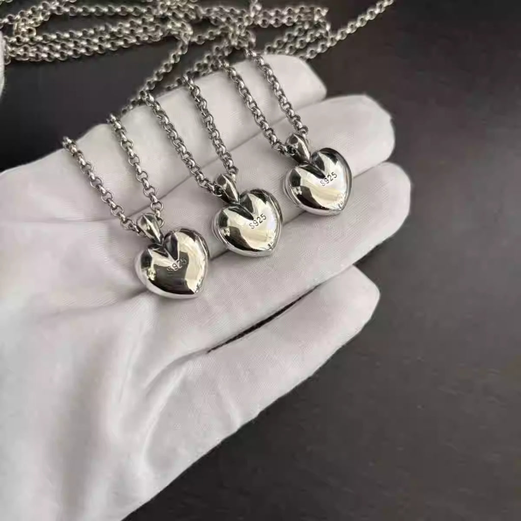 S925 Silver Swirl Overlay Encrusted Heart Pendant Necklace™