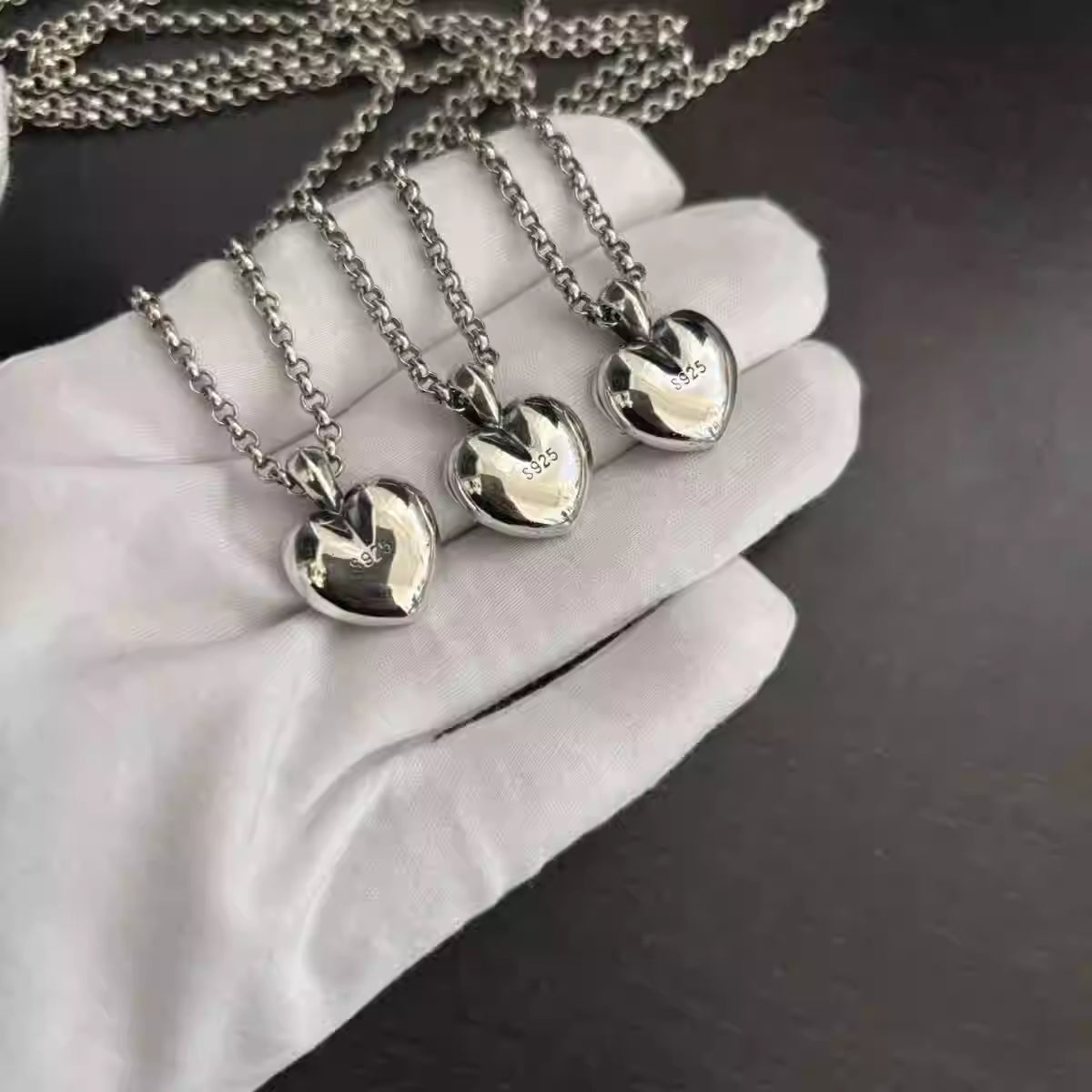 S925 Silver Swirl Overlay Encrusted Heart Pendant Necklace™