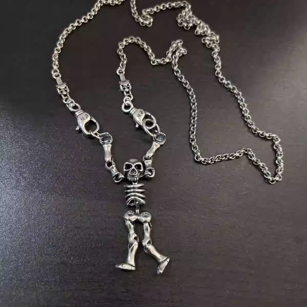 S925 Silver Hanging Skeleton Pendant Necklace™