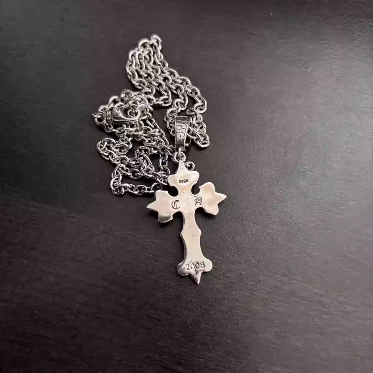 S925 Silver Skull Center Flared Cross Pendant Necklace™
