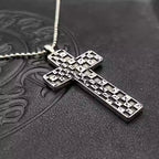 S925 Silver Tile Grid Cross Pendant Necklace™