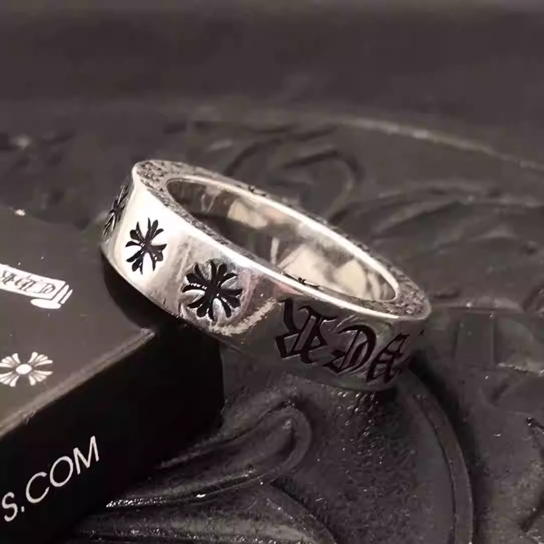S925 Silver Typography Logo Crosses Ring™