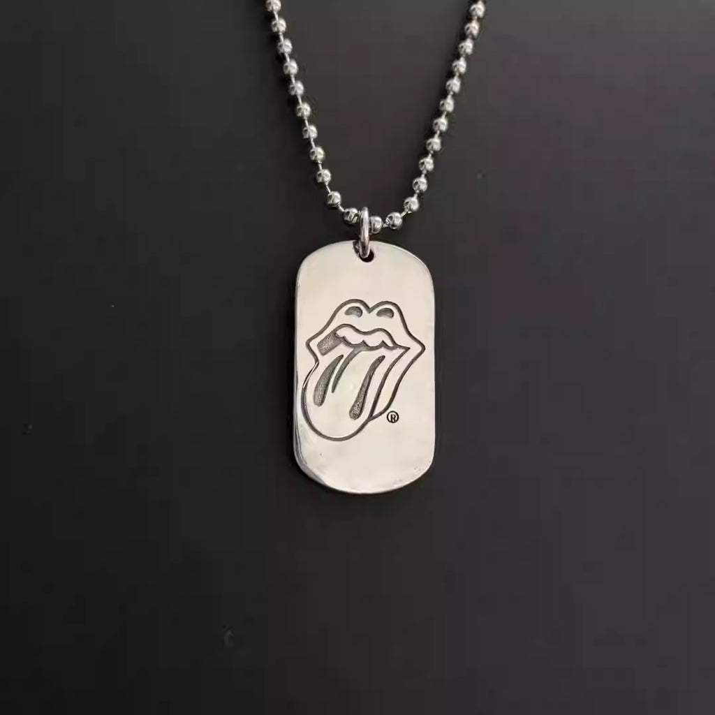 S925 Silver Tongue Logo Typography Dog Tag Necklace™