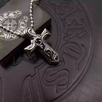 S925 Silver Engraved Thick Cross Pendant Necklace™