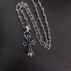S925 Silver Blue Stone Flared Cross Necklace™