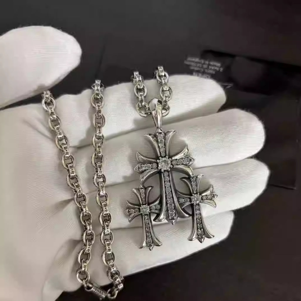 S925 Silver Triple Cross Pendant Necklace™