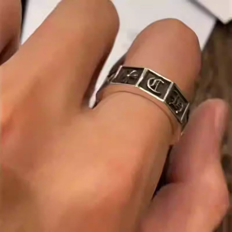S925 Silver Flower Cross Block Ring™
