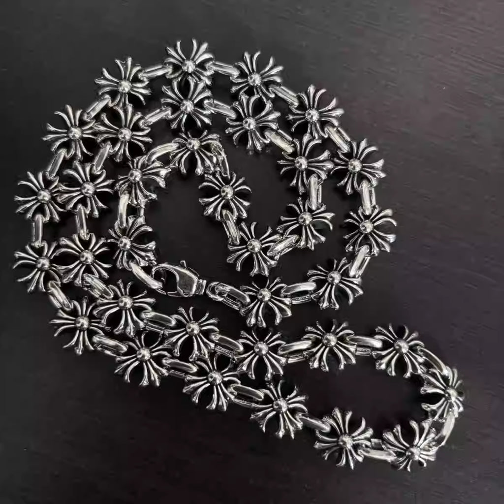 S925 Silver Flower Cross Link Necklace™